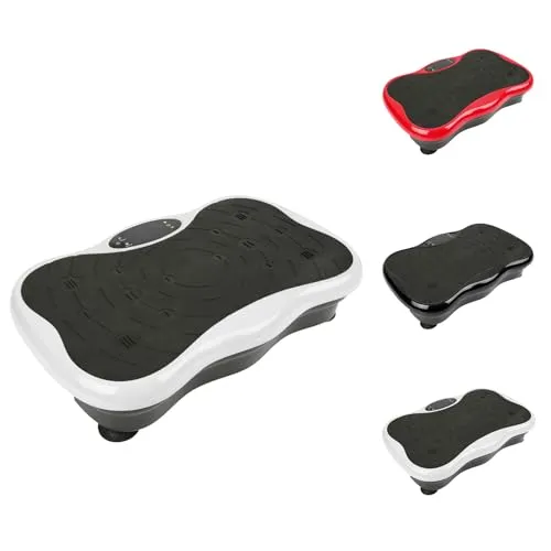 Vibrationsplatte mit Ultra leiser Motor, 95 Stufen + 5 Trainingsprogramme, Bis 120KG, mit Fernbedienung, Trainingsbänder, LCD-Display, fur Ganzkörpertraining Fett verlieren (Schwarz und weiß)