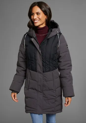 Polarino Winterjacke gesteppter Winterparka mit gefütterter Kapuze schwarz 42 - Funktionsjacke, atmungsaktiv und wasserabweisend mit 4 Taschen, ideal für kalte Tage und Outdoor-Aktivitäten