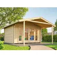 Weka Weekendhaus 137 A, Natur - Gartenhaus mit Panorama-Doppeltür, großzügiger Terrasse und lichtdurchflutetem Innenraum – ideal für entspannte Wochenenden in der Natur.