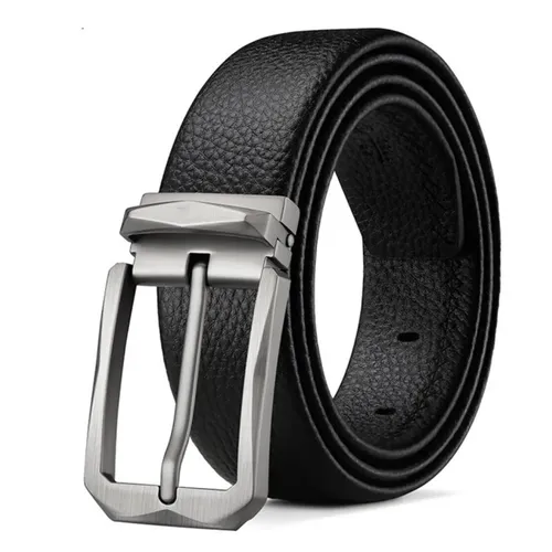 Herrengürtel Herren Gürtel Echt Leder Gürtel - Kürzbar Jeans Ledergürtel Schwarz