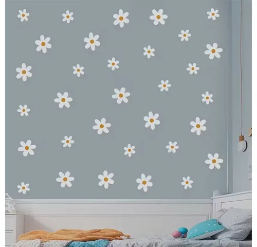 Montegoni Wandtattoo Kinder 3 teilige Boho Gänseblümchen, (Aquarell-Cartoon-Blumen Wandsticker, Wandaufkleber Dekor Kinderzimmer,Wanddeko für Mädchenzimmer,Babyzimmer), selbstklebende Aufkleber