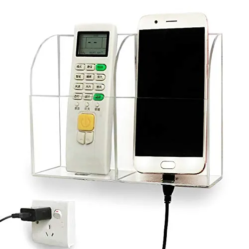 Yoillione Actyl Fernbedienungshalter Wand Fernbedienung Aufbewahrungsbox,TV Fernbedienung Organizer Handy Wandhalterung Fernbedienung Halterung für Handy und TV Klimaanlage,2 Fächer