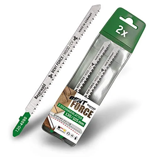 2x Bayerwald Werkzeuge Bent Force CV Stichsägeblätter 130 mm Länge | verz. Länge 105 mm | max. Schnitttiefe 60 mm | Für Holz - Feine Schnitt Qualität