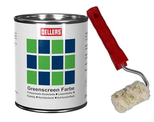 OELLERS Greenscreen Farbe 375ml - Chroma Grün für professionelle Studioaufnahmen - Farben: Hochdeckende Greenscreen-Farbe für präzise Farbtrennung und beeindruckende visuelle Effekte. Ideal für Filmproduktion, Fotografie und Live-Streaming.