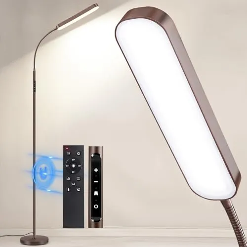 OUTON Stehlampe LED Dimmbar 15W 1500LM, Leselampe mit 4 Farbtemperatur, Fernbedienung und Touch Steuerung, 1H Timer, Leseaufgabe Beleuchtung für Wohnzimmer Schlafzimmer Büro, Bronze