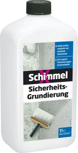 Schimmel X Sicherheits-Grundierung 1 L - Anti-Schimmel-Farbe & Nikotinfarbe, schützt effektiv gegen Schimmelbefall und sorgt für eine sichere Untergrundvorbereitung.