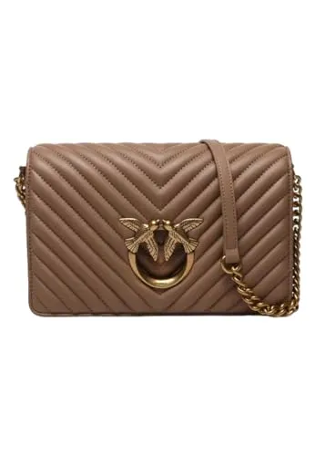 Pinko Damen Sheep Nappa Love Click Classic SCHAFNAPPA, D01Q_Biscotto ZENZERO-Antique Gold