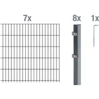 ALBERTS Doppelstabmattenzaun-Grundset - Anthrazit, 14 m Zaunlänge - Zäune & Tore: Komplettes Doppelstabmatten-Set mit robustem Stahldraht, ideal für zuverlässigen und langlebigen Schutz vor Witterungseinflüssen.