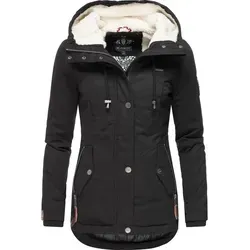 MARIKOO Damen Winterjacke mit Teddyfleece Kapuze