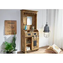 MASSIVMOEBEL24.DE Bar Mango 75x35x170 - Natur lackiert - Barschränke aus massivem Mango-Holz, 75x35x170 cm, wird montiert geliefert und bringt natürliche Eleganz in Ihr Zuhause.