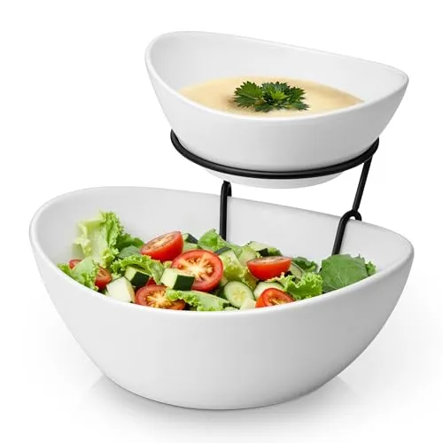 MALACASA Obstschale Etagere mit 2 Etagen aus Keramik