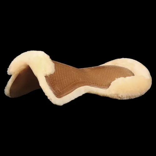 Acavallo Gel Ns-s Classic-s Full Halbpolster Weiß Cob - Sattelpads mit kombinierter Gel- und Lammfellpolsterung für optimalen Komfort. Rutschfest und stoßabsorbierend, schützt den Pferderücken und sorgt für perfekte Anpassung.