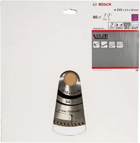 Bosch Multi Material Kreissägeblatt 210 x 30 mm - Zubehör für Hausdämmung, präzisionsgeschliffene Carbide-Zähne für starke Schnitte in Holz, Kunststoff, Aluminium und mehr.