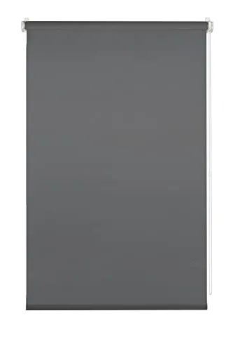 Deco Company Klemmrollo, Blickdicht, Lichtdurchlässig, Lichtschutz, Blendschutz, Rollo für Fenster ohne Bohren, Polyester, Anthrazit, 45 x 150 cm
