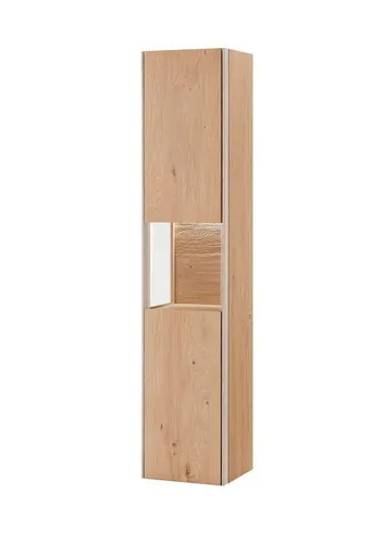 Main Möbel Hochschrank 'Avallon' 39x173cm Wildeiche geölt & creme - Eleganter Hochschrank in Wildeiche, mit Glasausschnitt und zwei Einlegeböden. Ideal für stilvolle Aufbewahrung im Badezimmer oder Flur. Lieferung montiert, ohne Dekoration.