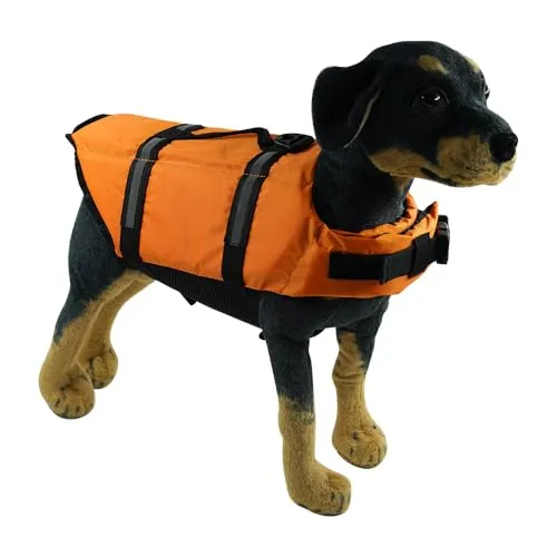 Rettungsweste für Hunde, Haustiere, ideal zum Schwimmen und für Ihren Welpen im Wasser, Größe M und L (Orange, M)