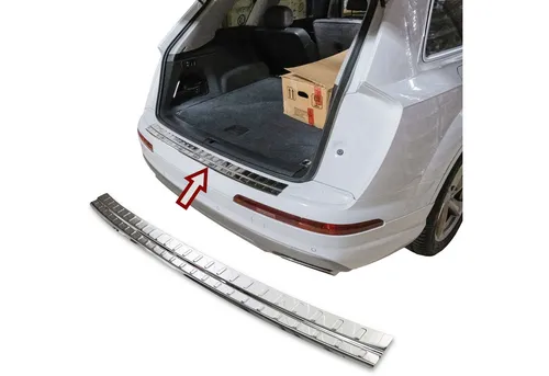 RECAMBO Ladekantenschutz für AUDI Q7 II ab 2015 - Abdeckblenden für AUDI Q7 II, schützt den Lack beim Be- und Entladen und verleiht durch hochwertigen V2A Edelstahl eine edle Optik. Einfache Montage dank vormontiertem Klebeband.