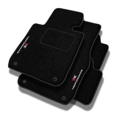 PERFORMANCE Personalisierte Velours Fußmatten Auto passend für BMW 5er E39 1995-2004 - Standard, Perforiert, weiß und rot -Präzise CNC-Stickerei, Design-Lochpaspel, Auto Fußmatten - Perfekt für Autofa