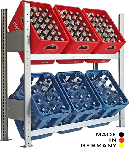 Lagerknecht Getränkekistenregal 6 Kisten Germany professionelle Ordnung für Kisten; Regal für Getränkekisten, Getränkeregal, Wasserkistenregal, Bierkistenregal