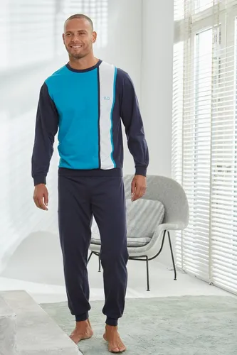 H.I.S Langer Herren Schlafanzug (44/46, Türkis Marine Weiß) von HIS