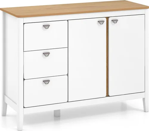 GOPLUS Sideboard Küche, Küchenschrank mit Schubladen & Schrank, Buffetschrank mit große Arbeitsplatte, 106 x 40 x 80 cm, Natur + Weiß