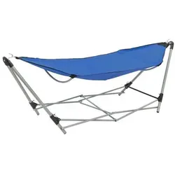 vidaXL Hängematte mit faltbarem Ständer Blau