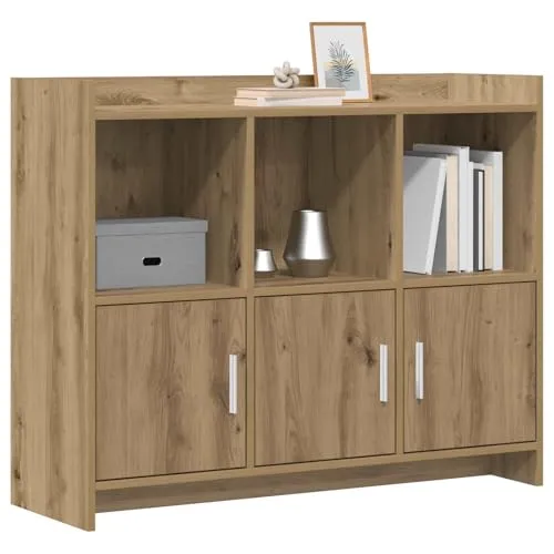 vidaXL Sideboard Artisan-Eiche 98,5 x 33 x 80 cm - Modernes Sideboard aus robustem Holzwerkstoff mit elegantem Design. Ideal für Esszimmer, Wohnzimmer oder Flur, bietet viel Stauraum und eine ansprechende Optik. Perfekt für Ordnung und Stil in deinem Zuhause.