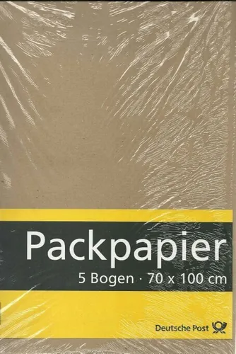 Deutsche Post Packpapier 5 Bogen - 70 x 100 cm - Packpapier für kreative Projekte, 5 Bogen in der Größe 70 x 100 cm, ideal für Geschenkverpackungen und Bastelarbeiten.