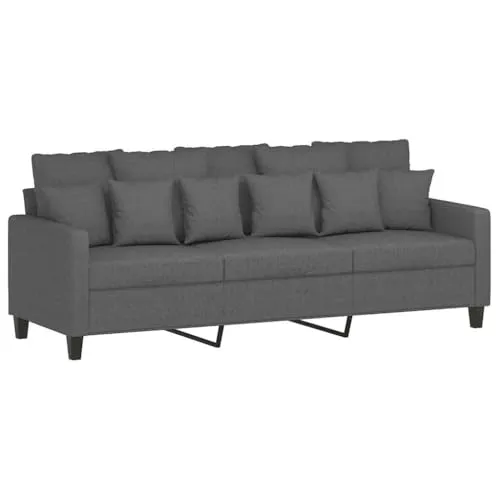 vidaXL 3-Sitzer Sofa mit Armlehnen und Rückenkissen - Stilvolles Loungesofa in Dunkelgrau, robustes Metallgestell und atmungsaktiver Stoff für höchsten Komfort – ideal für jedes Wohnzimmer.
