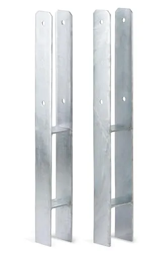 Alberts 213145 H-Pfostenträger | feuerverzinkt | 2er Set - Zaunpfosten aus hochwertigem feuerverzinktem Stahl, ideal zum Einbetonieren. Mit 600 mm Höhe und 71 mm lichte Breite bietet er Stabilität und Langlebigkeit für Ihre Projekte.