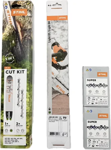 Stihl Cut Kit 14 für MSA 220, MS 194, MS 182, MS 212, MS 201T - Sonstiges Kettensägenzubehör, bestehend aus hochwertiger Führungsschiene und Sägekette für optimale Schnittleistung und Langlebigkeit.