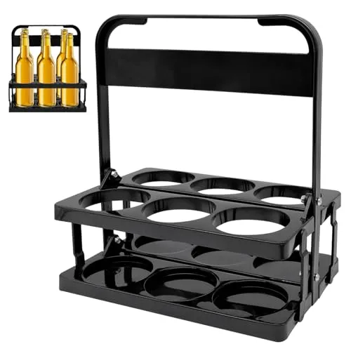 Mudoulu Premium Flaschenträger 6 Flaschen, Faltbarer Getränketräger aus Kunststoff mit Griff, Tragbarer Bierträger für Picknick, Party, Festival und Getränketransport, Nur für Flaschen bis zu 7,7 cm