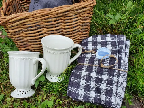 Stoffservietten Schwarz kariert Landhaus 3 er Set 45x45 cm