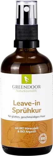 GREENDOOR Leave-in Sprühkur Haare 100ml, ohne Silikone, feuchtigkeitsspendende Haarkur zum Sprühen für hervorragend gepflegte & sehr gut kämmbare Haare, bleibt im Haar, Spray ohne Ausspülen