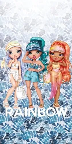 Rainbow High - Violet Ruby Sunny - Strandtuch Badetuch Handtuch - 100% Baumwolle - Maße 70 x 140 cm