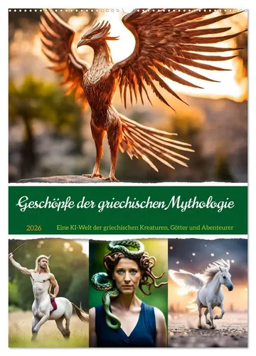 Fred Schimak | Geschöpfe der griechischen Mythologie Kalender 2025 - Entdecken Sie faszinierende KI-generierte Bilder von mythologischen Wesen in diesem hochwertigen Kalender. Ideal für Liebhaber von Sagen und Legenden, mit 14 Seiten voller beeindruckender Illustrationen.