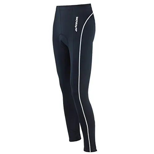 Airtracks Fahrradhose Lang/Radhose/Radlerhose / 3D Coolmax Sitzpolster/Reflektoren/Atmungsaktiv/Zip - schwarz-Silber - L