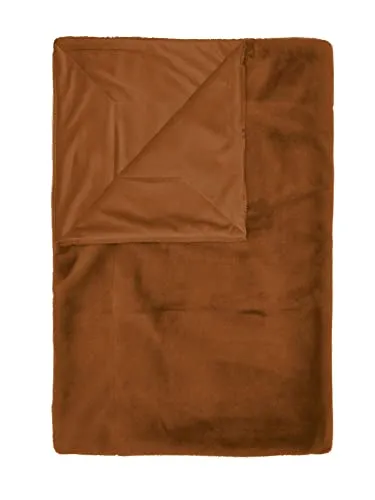 ESSENZA Plaid Furry Leather Brown, 150x200 cm - Bettdecken - 100% Polyester Plaid aus Kunstfell, extrem weich und warm für gemütliche Momente. Oeko-Tex zertifiziert, hautfreundlich und pflegeleicht.