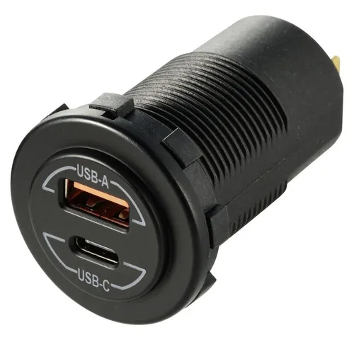 VOLTCRAFT Power-Delivery USB-Einbausteckdose Kfz 60W 12/24 V - Steckdosen & Zubehör, leistungsstarke 60W zum schnellen Laden von Geräten im Auto, ideal für unterwegs.