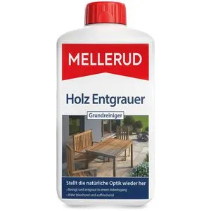 Mellerud Holzreiniger 1 Liter - Entgrauer für Harthölzer - Reinigungsmittel für außen, ideal zum Reinigen und Entgrauen von Harthölzern. Bringt den natürlichen Farbton zurück und schützt langanhaltend vor Verwitterung und Schmutz.