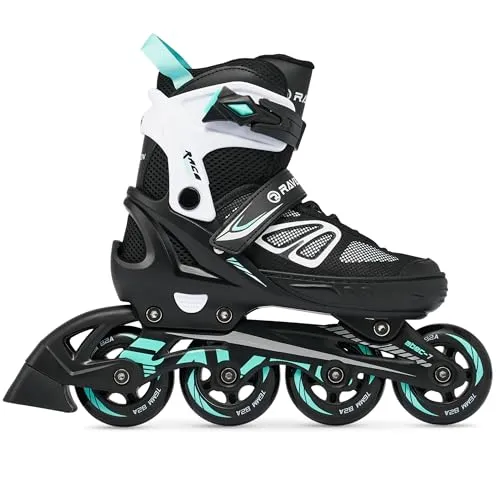 RAVEN Advance Inlineskates Inliner für Kinder und Erwachsene OPTIONAL 2in1 mit Kufen Ice Skates verstellbar (Black/Mint ohne Kufen, 38-42 (25cm-27,5cm))