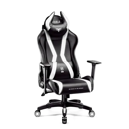 Diablo Gaming Stuhl X-Horn 2.0 - Ergonomischer Gamer Chair mit 3D Armlehnen - Gaming-Stuhl mit ergonomischem Design und verstellbaren Nacken- und Lendenkissen für maximalen Komfort. Ideal für stundenlanges Spielen oder Arbeiten, bis 150 kg belastbar und stufenlos höhenverstellbar.