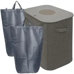 relaxdays Flaschensammler 100 l – Grauer Pfandflaschen-Sammelbehälter