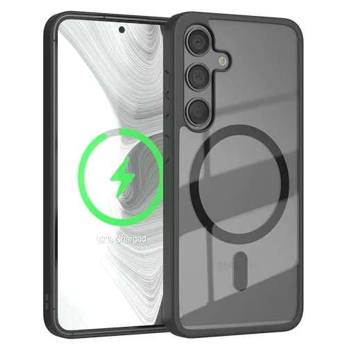 EAZY CASE Crystal TPU Hülle kompatibel mit Samsung Galaxy S24 kompatibel mit Qi-Charging, Silikon mit Kameraschutz, Slimcover, Handyhülle, Silikonhülle, Backcover, Durchsichtig, Transparent/Schwarz