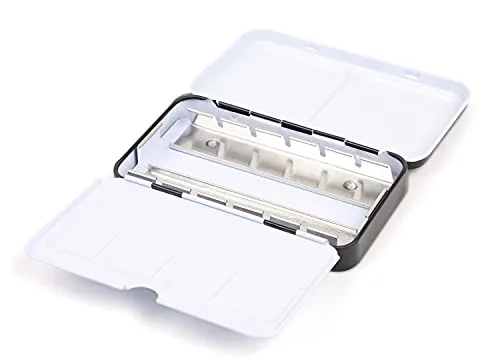 Honsell Aquarell-Leerkasten aus Metall für 12 halbe oder 6 ganze Näpfe, mit Mischpalette und Daumenring