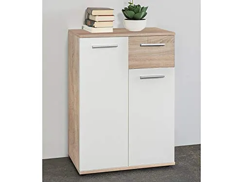 Produktbild möbelando Kommode Jacklin I Sonoma-Eiche/Weiß – Praktisches Highboard