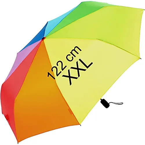 XXL Taschenschirm mit Auf-Zu-Automatik - Full Class - 122 cm großes Dach - Regenbogen