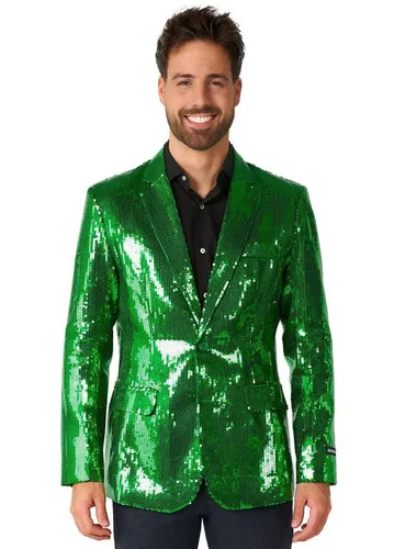 Suitmeister Sequins Green Jackett für Herren - S - Kostüme: Glänze auf deiner nächsten Party mit diesem grün glitzernden Blazer, der mit Pailetten bestickt ist und dir einen unvergesslichen Auftritt garantiert!