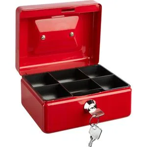 Alco Geldkassette 840, mit Zylinderschloss, 15,2 x 7,6 x 11,9 cm, rot