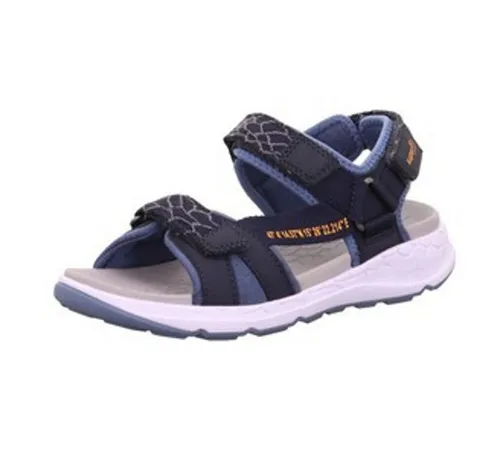 Superfit Jungen Criss Cross Sandale 8010, Blau Orange 38 EU - Wanderschuhe mit 3 verstellbaren Klettverschlüssen für perfekten Halt und innovativem Textil-Synthetikmix für optimalen Tragekomfort.